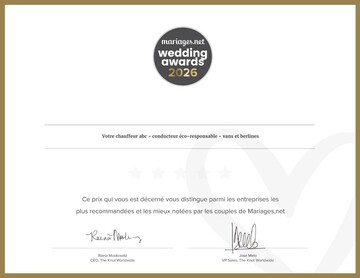 Diplôme remise MARIAGE NET VOTRE CHAUFFEUR ABC